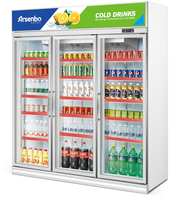 Arsenbo Glass Commercial Supermarket Refrigerator 3 Door Practical