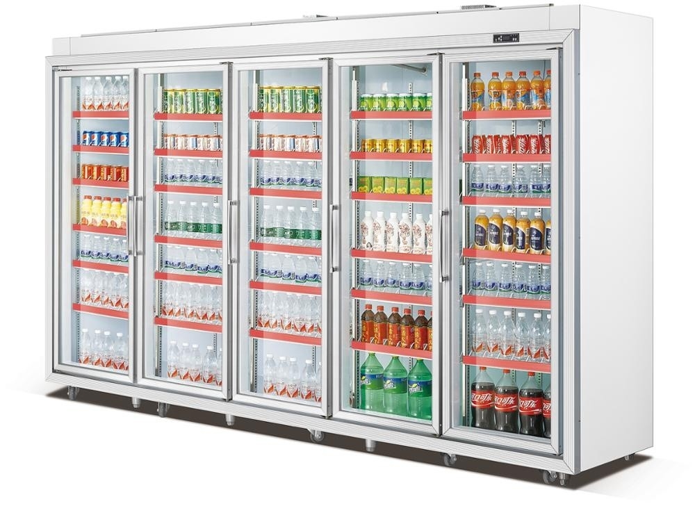 2000L SUS304 Glass Door Beverage Fridge , Removable Commercial Beverage Cooler
