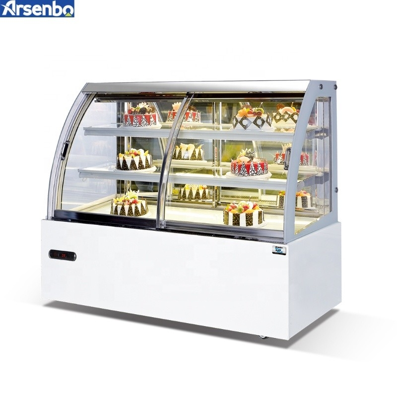 Practical 50HZ Small Cake Display Counter , Vertical Glass Chiller Cake Showcase