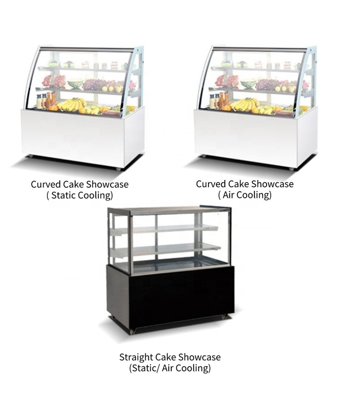 Practical 50HZ Small Cake Display Counter , Vertical Glass Chiller Cake Showcase