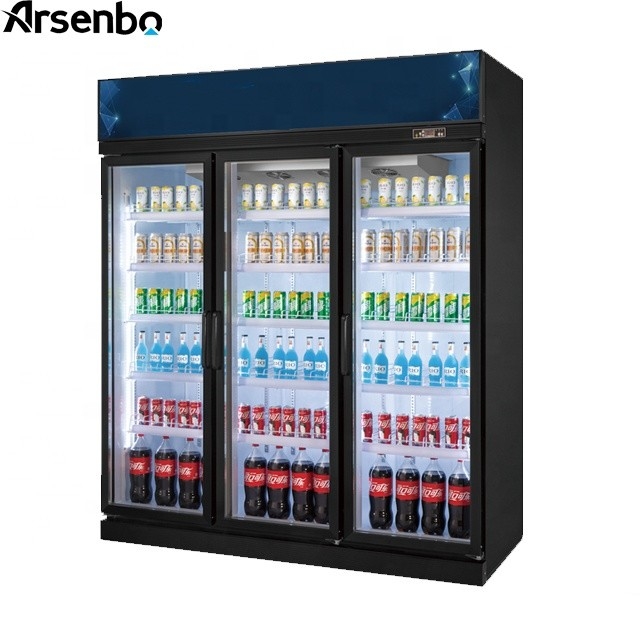 Vertical 1700L Commercial Beverage Display Cooler Multiscene With Glass Door