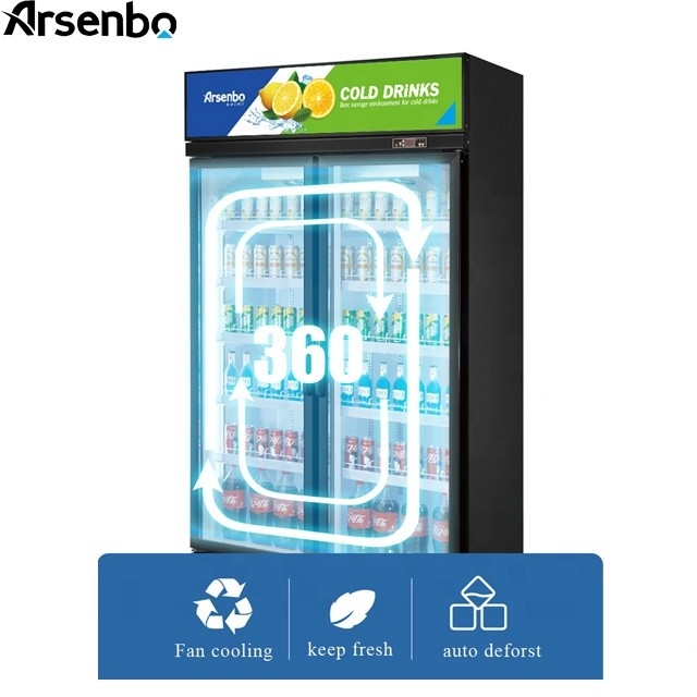 Vertical 1700L Commercial Beverage Display Cooler Multiscene With Glass Door